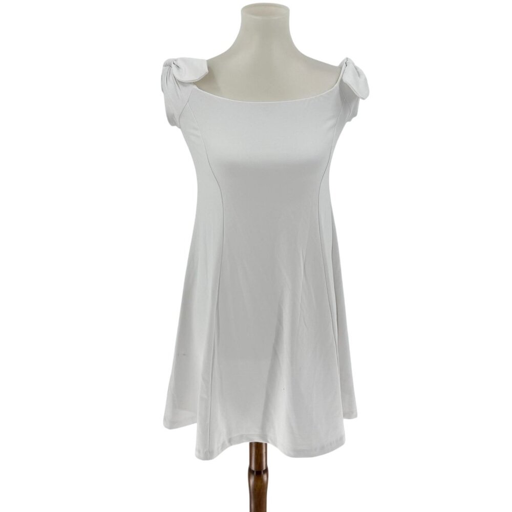 Susana Monaco White Fit & Flare Dress With Bow-Tie Shoulders Size Small - Picture 1 of 5